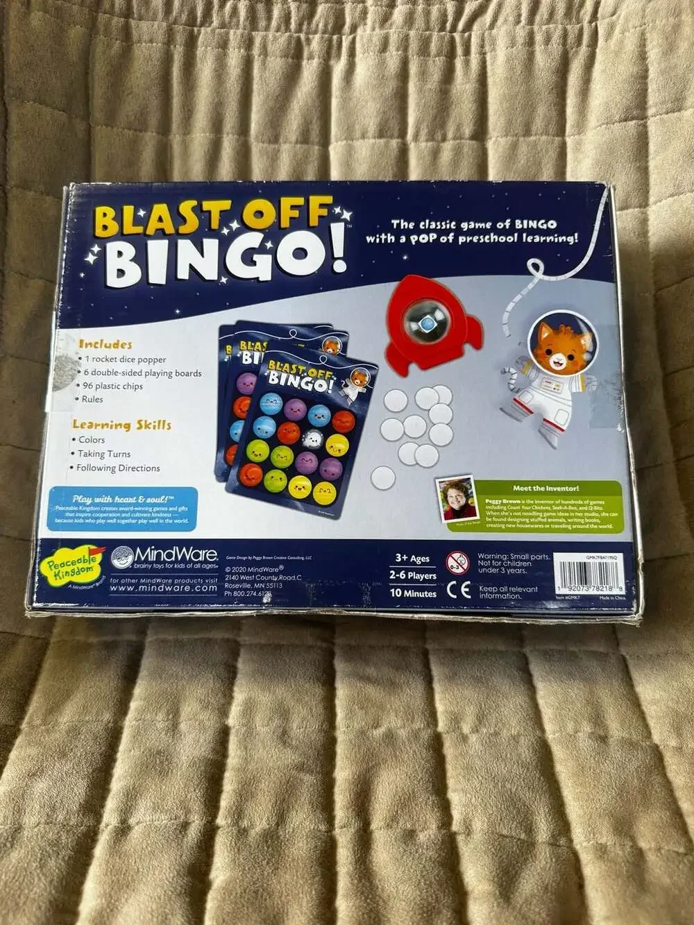 Peaceable Kingdom Blast Off Bingo! Kids Board Game